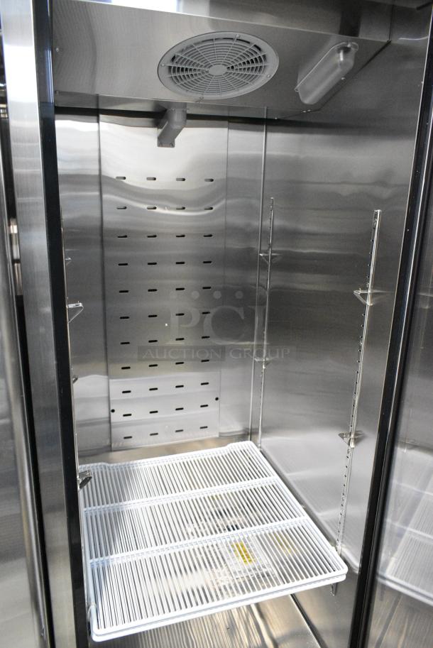 BRAND NEW SCRATCH AND DENT! 2023 Migali C-1F-HC Stainless Steel Commercial Single Door Reach In Freezer w/ Poly Coated Racks. 115 Volts, 1 Phase. Serial C-1F-HCT03230726092T0013. Tested and Working! - Image 4 of 5