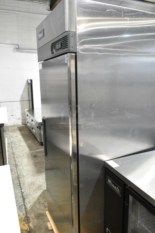 BRAND NEW SCRATCH AND DENT! 2023 Migali C-1F-HC Stainless Steel Commercial Single Door Reach In Freezer w/ Poly Coated Racks. 115 Volts, 1 Phase. Serial C-1F-HCT03230320092T0006. Tested and Working! - Image 2 of 7