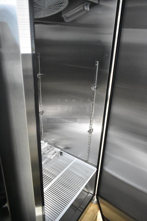 BRAND NEW SCRATCH AND DENT! 2023 Migali C-1F-HC Stainless Steel Commercial Single Door Reach In Freezer w/ Poly Coated Racks. 115 Volts, 1 Phase. Serial C-1F-HCT03230320092T0006. Tested and Working! - Image 6 of 7
