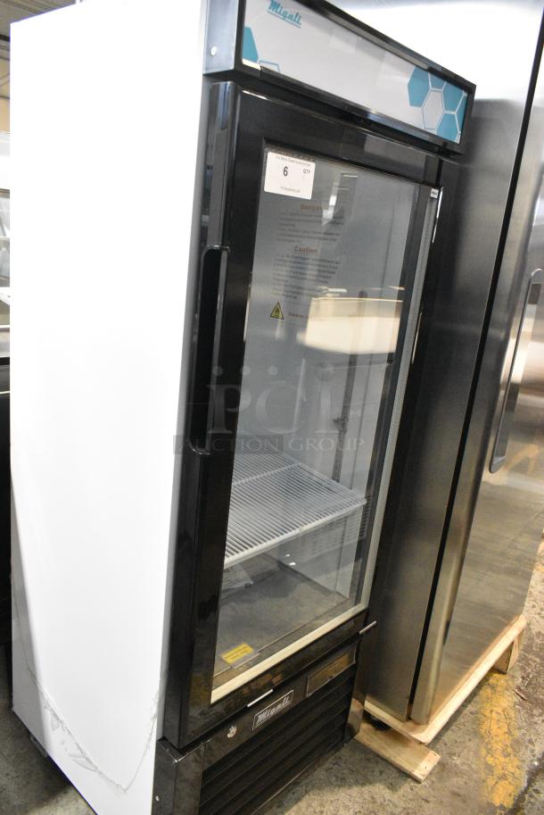 BRAND NEW SCRATCH AND DENT! 2023 Migali C-10RM-HC Metal Commercial Single Door Reach In Cooler Merchandiser w/ Poly Coated Racks. 115 Volts, 1 Phase. Serial C-10RM-HC003230724092C0002. Tested and Working! - Image 2 of 5