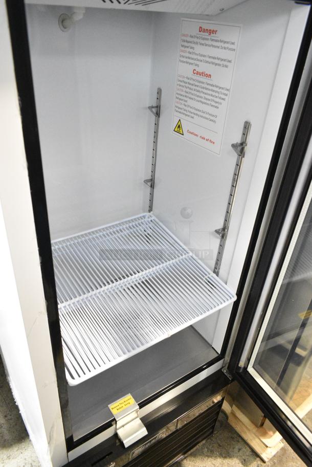 BRAND NEW SCRATCH AND DENT! 2023 Migali C-10RM-HC Metal Commercial Single Door Reach In Cooler Merchandiser w/ Poly Coated Racks. 115 Volts, 1 Phase. Serial C-10RM-HC003230724092C0002. Tested and Working! - Image 4 of 5