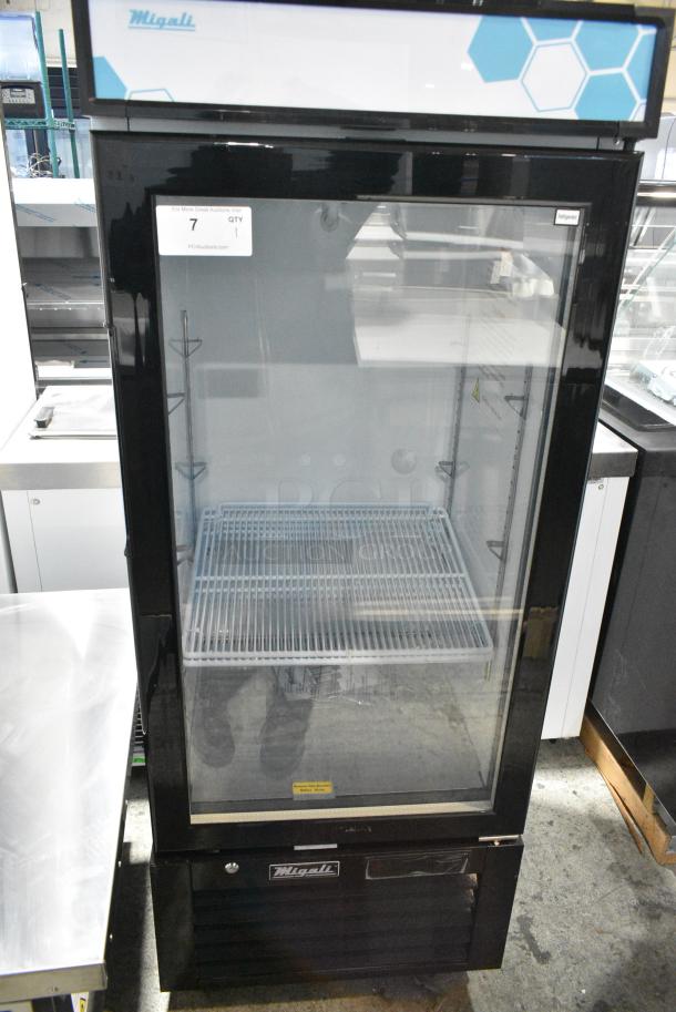 BRAND NEW SCRATCH AND DENT! 2023 Migali C-10RM-HC Metal Commercial Single Door Reach In Cooler Merchandiser w/ Poly Coated Racks. 115 Volts, 1 Phase. Serial C-10RM-HC003230811092C0001. Tested and Working! - Image 2 of 6