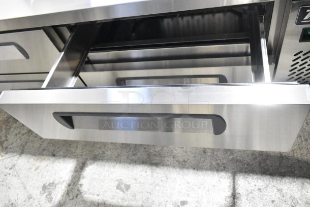 BRAND NEW SCRATCH AND DENT! 2023 Migali C-CB72-76-HC Stainless Steel Commercial 4 Drawer Chef Base on Commercial Casters. 115 Volts, 1 Phase. Serial C-CB72-76-HC003230724092C0001. Tested and Working! - Image 5 of 9