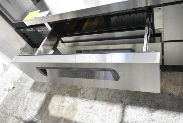BRAND NEW SCRATCH AND DENT! 2023 Migali C-CB72-76-HC Stainless Steel Commercial 4 Drawer Chef Base on Commercial Casters. 115 Volts, 1 Phase. Serial C-CB72-76-HC003230724092C0001. Tested and Working! - Image 7 of 9