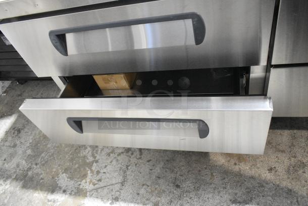 BRAND NEW SCRATCH AND DENT! 2023 Migali C-CB72-76-HC Stainless Steel Commercial 4 Drawer Chef Base on Commercial Casters. 115 Volts, 1 Phase. Serial C-CB72-76-HC003230724092C0001. Tested and Working! - Image 8 of 9