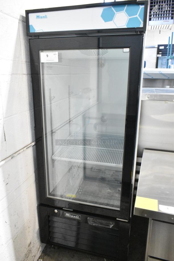 BRAND NEW SCRATCH AND DENT! 2022 Migali C-10RM-HC Metal Commercial Single Door Reach In Cooler Merchandiser w/ Poly Coated Racks on Commercial Casters. 115 Volts, 1 Phase. Serial C-10RM-HC003221101092C0004. Tested and Working! - Image 2 of 6