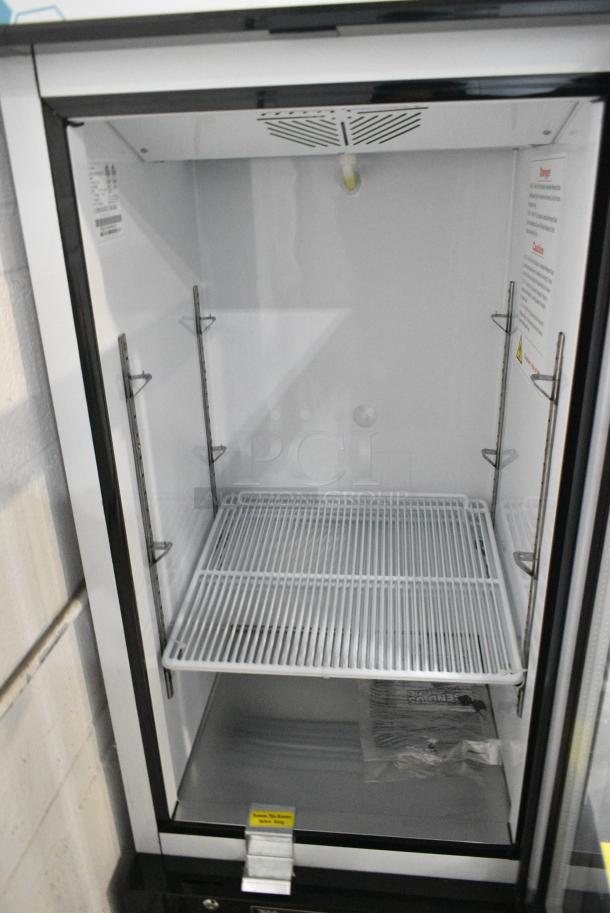 BRAND NEW SCRATCH AND DENT! 2022 Migali C-10RM-HC Metal Commercial Single Door Reach In Cooler Merchandiser w/ Poly Coated Racks on Commercial Casters. 115 Volts, 1 Phase. Serial C-10RM-HC003221101092C0004. Tested and Working! - Image 4 of 6