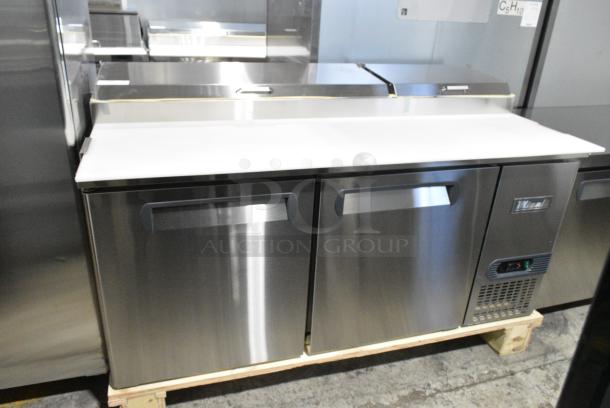BRAND NEW SCRATCH AND DENT! 2024 Migali C-PP67-HC Stainless Steel Commercial Pizza Prep Table. 115 Volts, 1 Phase. Serial C-PP67-HC240424C005. Tested and Working! - Image 2 of 8