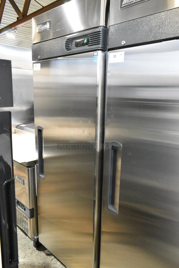 BRAND NEW SCRATCH AND DENT! 2024 Migali C-1F-HC Stainless Steel Commercial Single Door Reach In Freezer w/ Poly Coated Racks on Commercial Casters. 115 Volts, 1 Phase. Serial C-1F-HCTN41T002. Tested and Working! - Image 2 of 6