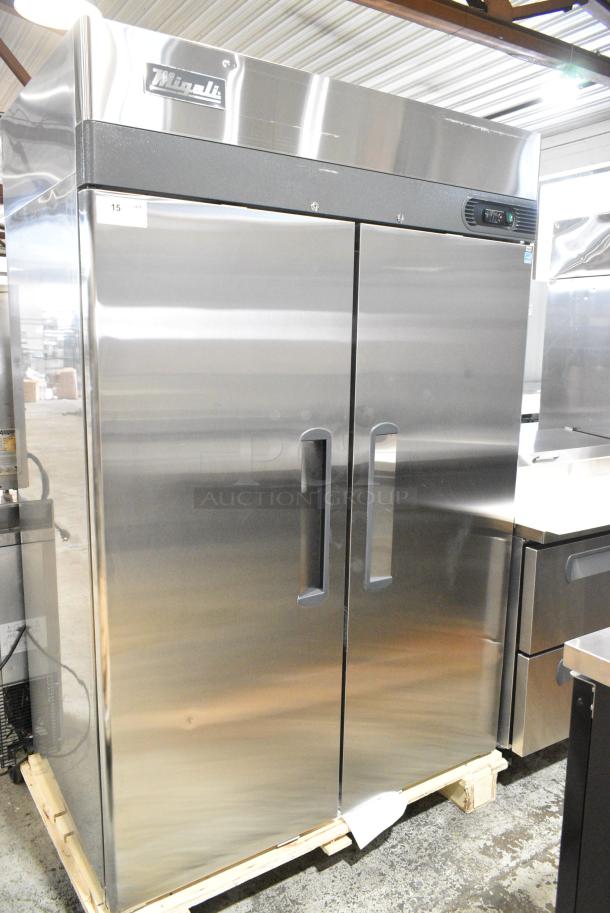BRAND NEW SCRATCH AND DENT! 2024 Migali C-2F-HC Stainless Steel Commercial 2 Door Reach In Freezer w/ Poly Coated Racks. 115 Volts, 1 Phase. Serial C-2F-HCN8EC042. Tested and Working! - Image 2 of 6