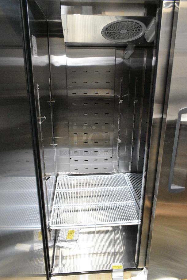 BRAND NEW SCRATCH AND DENT! 2024 Migali C-2F-HC Stainless Steel Commercial 2 Door Reach In Freezer w/ Poly Coated Racks. 115 Volts, 1 Phase. Serial C-2F-HCN8EC042. Tested and Working! - Image 4 of 6
