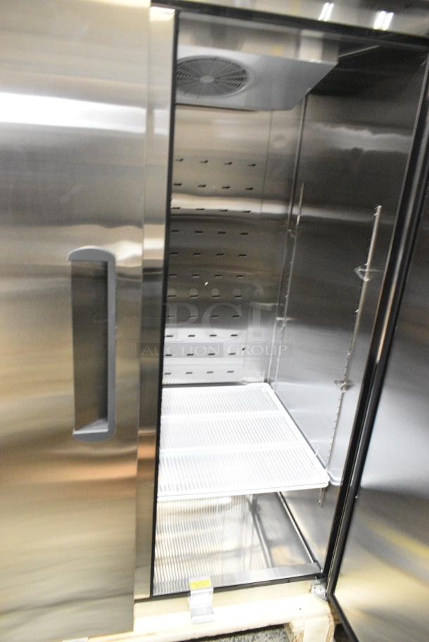 BRAND NEW SCRATCH AND DENT! 2024 Migali C-2F-HC Stainless Steel Commercial 2 Door Reach In Freezer w/ Poly Coated Racks. 115 Volts, 1 Phase. Serial C-2F-HCN8EC042. Tested and Working! - Image 5 of 6