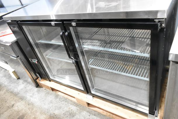 BRAND NEW SCRATCH AND DENT! 2024 Migali C-BB60G-HC Stainless Steel Commercial 2 Door Back Bar Cooler Merchandiser. 115 Volts, 1 Phase. Serial 9652332606777. Tested and Working! - Image 2 of 7