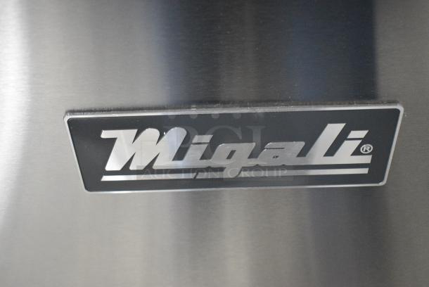BRAND NEW SCRATCH AND DENT! 2024 Migali C-PP44-D-HC Stainless Steel Commercial Pizza Prep Table w/ 2 Drawers on Commercial Casters. 115 Volts, 1 Phase. Serial C-PP44-D-HC240429C002. Tested and Working! - Image 4 of 9