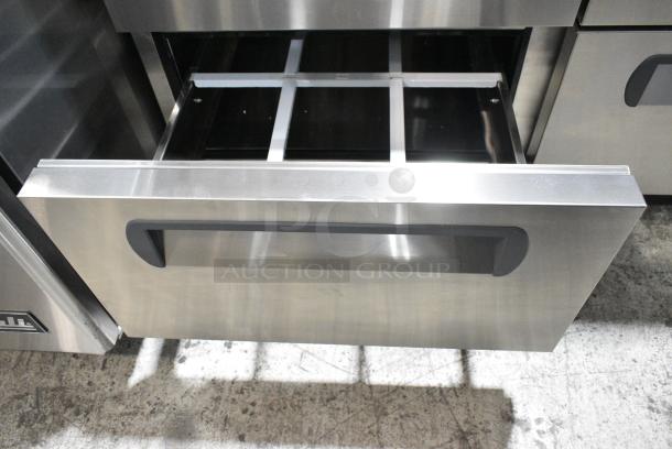 BRAND NEW SCRATCH AND DENT! 2024 Migali C-PP44-D-HC Stainless Steel Commercial Pizza Prep Table w/ 4 Drawers on Commercial Casters. 115 Volts, 1 Phase. Serial C-PP67-HCT03230814092T0036. Tested and Working! - Image 10 of 14