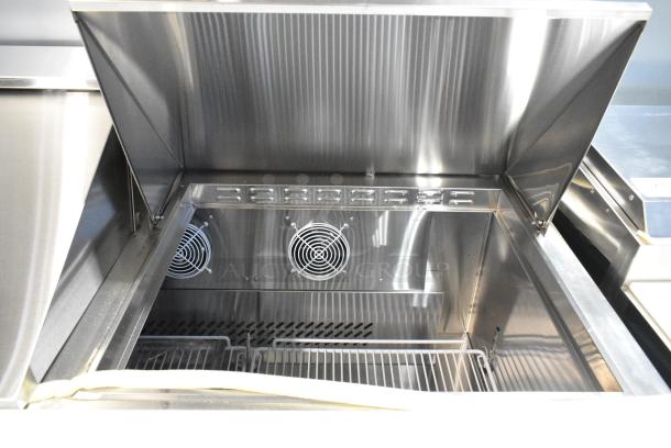 BRAND NEW SCRATCH AND DENT! 2023 Migali C-SP72-30BT-HC Stainless Steel Commercial Sandwich Salad Prep Table Bain Marie Mega Top on Commercial Casters. 115 Volts, 1 Phase. Serial C-SP72-30BT-H003231101092C0005. Tested and Working! - Image 9 of 14