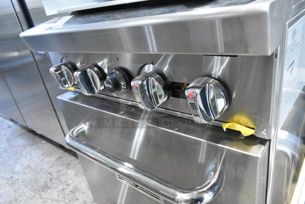 BRAND NEW SCRATCH AND DENT! 2024 Migali C-RO4B-NG Stainless Steel Commercial Natural Gas Powered 4 Burner Range w/ Oven. Serial C-RO4B-NG2404190005. - Image 4 of 9