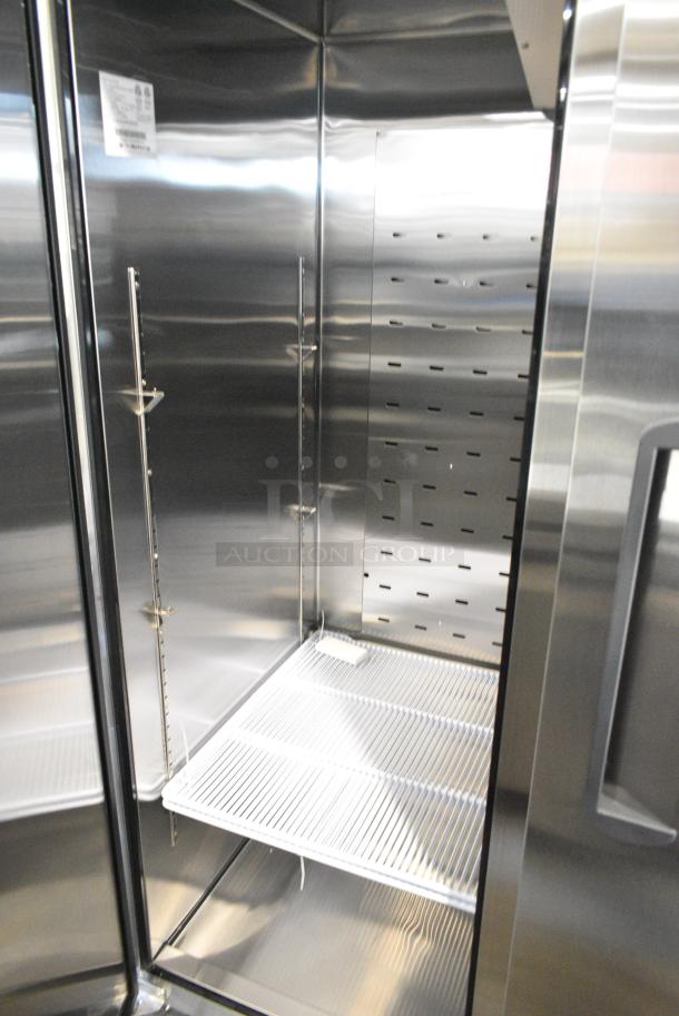 BRAND NEW SCRATCH AND DENT! 2024 Migali C-3F-HC Stainless Steel Commercial 3 Door Reach In Freezer w/ Poly Coated Racks on Commercial Casters. 115/208-240 Volts, 1 Phase. Serial C-3F-HC240525C005. - Image 5 of 8