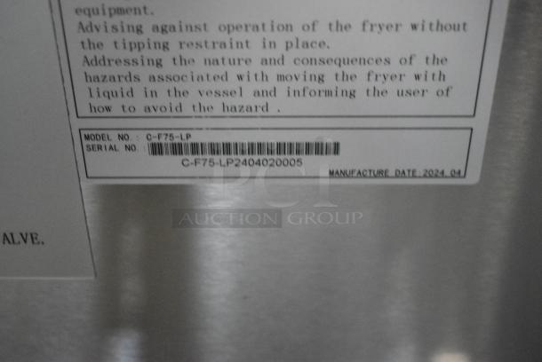 BRAND NEW SCRATCH AND DENT! 2024 Migali C-F75-LP Stainless Steel Commercial Propane Gas Powered 75 Pound Capacity Deep Fat Fryer w/ 2 Metal Fry Baskets. 150,000 BTU. Serial C-F75-LP2404020005. - Image 12 of 12