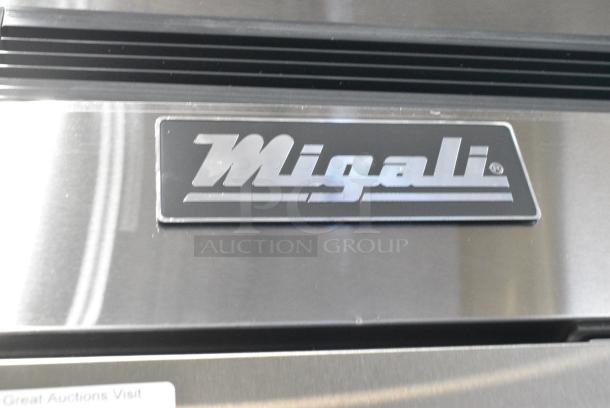 BRAND NEW SCRATCH AND DENT! 2023 Migali C-3FB-HC Stainless Steel Commercial 3 Door Reach In Freezer w/ Poly Coated Racks on Commercial Casters.  115/208-240 Volts, 1 Phase. Serial C-3FB-HCT03230724092T0015. - Image 3 of 7