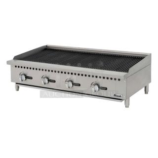 BRAND NEW SCRATCH AND DENT! 2023 Migali C-RC48 Stainless Steel Commercial Countertop Gas Powered Charbroiler Grill. Serial C-RB48-NGUSB100317022500920004.
