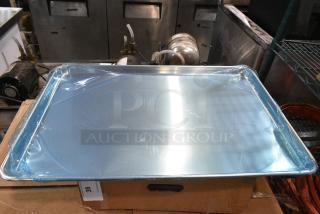 BRAND NEW SCRATCH AND DENT! Box of 12 Bakers Mark 176BUNFULL18 Full Size 18 Gauge 18" x 26" Wire in Rim Aluminum Bun Pan / Sheet Pan