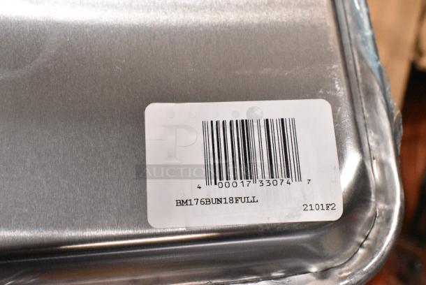 BRAND NEW SCRATCH AND DENT! Box of 12 Bakers Mark 176BUNFULL18 Full Size 18 Gauge 18" x 26" Wire in Rim Aluminum Bun Pan / Sheet Pan - Image 4 of 6