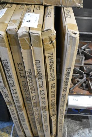 4 BRAND NEW SCRATCH AND DENT! Lancaster Table & Seating 3493030TCB 30" x 30" Laminated Square Table Top Reversible Cherry / Black. 4 Times Your Bid!