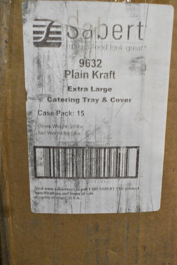 BRAND NEW SCRATCH AND DENT! Sabert 9632 Plain Kraft Extra Large Catering Tray and Cover - Image 2 of 2