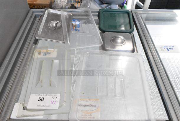 ALL ONE MONEY! Lot of 7 Various Drop In Bin Lids and Green Poly Lid. - Image 1 of 5