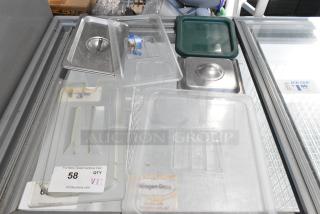 ALL ONE MONEY! Lot of 7 Various Drop In Bin Lids and Green Poly Lid.
