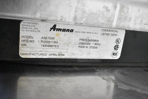 Amana ASE7000 Stainless Steel Commercial Countertop Microwave Oven. 208/230 Votls, 1 Phase. - Image 5 of 5