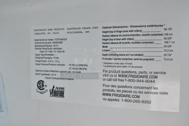 Frigidaire FGTR1845QF0 Gallery Stainless Steel Cooler w/ Freezer. 115 Volts, 1 Phase. Tested and Working! - Image 7 of 7