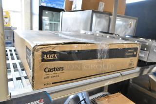 BRAND NEW! Box of 4 2578MPNBX Lavex Pro 8" Black Rubber Pneumatic Shelving Stem Caster with Brake