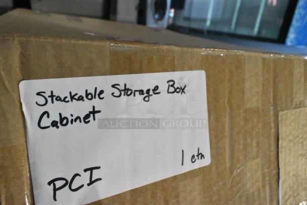BRAND NEW SCRATCH AND DENT! Stackable Storage Box Cabinet. - Image 3 of 8