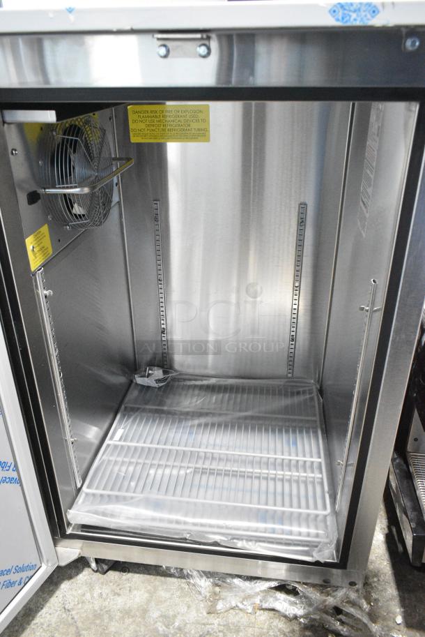 BRAND NEW SCRATCH AND DENT! 2024 Glastender C1FB36 Metal Commercial 2 Door Back Bar Cooler on Commercial Casters. 115 Volts, 1 Phase. Tested and Working! - Image 2 of 4