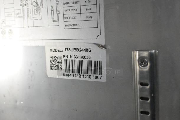 Avantco 178UBB2448G Metal Commercial 2 Door Back Bar Cooler Merchandiser on Commercial Casters. 115 Volts, 1 Phase. Cannot Test Due To Cut Power Cord - Image 4 of 5