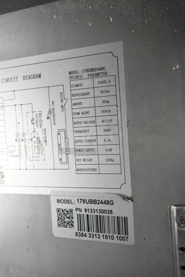 Avantco 178UBB2448G Metal Commercial 2 Door Back Bar Cooler Merchandiser on Commercial Casters. 115 Volts, 1 Phase. Cannot Test Due To Cut Power Cord - Image 5 of 5