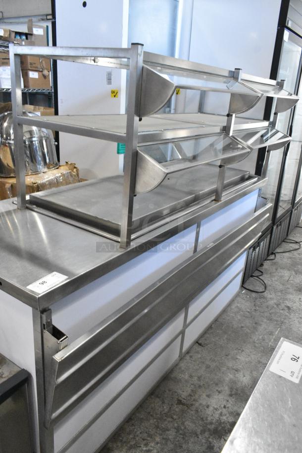 BRAND NEW SCRATCH AND DENT! Atlas DDC-4 Stainless Steel Commercial Buffet Station w/ Tray Slide, 2 Shelves and Sneeze Guard. 115 Volts, 1 Phase. Tested and Working! - Image 2 of 5