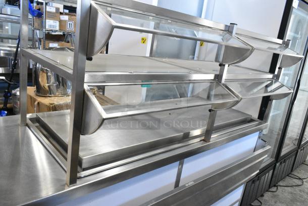 BRAND NEW SCRATCH AND DENT! Atlas DDC-4 Stainless Steel Commercial Buffet Station w/ Tray Slide, 2 Shelves and Sneeze Guard. 115 Volts, 1 Phase. Tested and Working! - Image 3 of 5