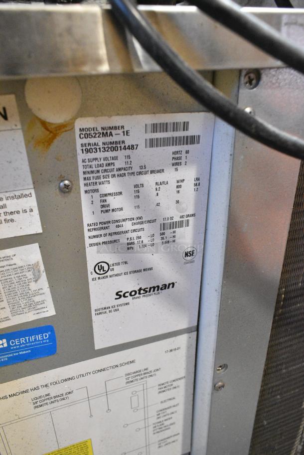 2019 Scotsman C0522MA-1E Stainless Steel Commercial Ice Head. 115 Volts, 1 Phase. - Image 3 of 3