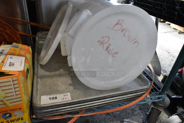 7 Various Items Including 5 Metal Full Size Baking Pans and 2 Poly Bins w/ Lids. 7 Times Your Bid! - Image 1 of 4