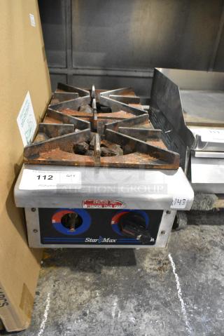 Star Max Stainless Steel Commercial Countertop Natural Gas Powered 2 Burner Range.