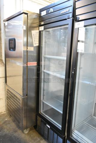 2019 Habco SE18 Metal Commercial Single Door Reach In Cooler Merchandiser w/ Poly Coated Racks. 115 Volts, 1 Phase. Tested and Working!