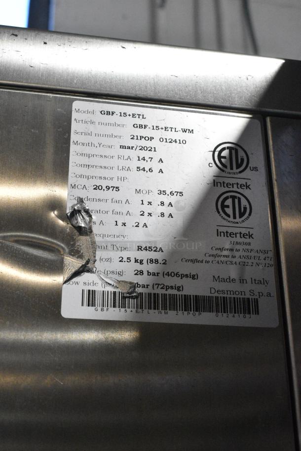2021 Desmon GBF-15+ETL-WM Stainless Steel Commercial Blast Chiller w/ 4 Probes. - Image 6 of 6
