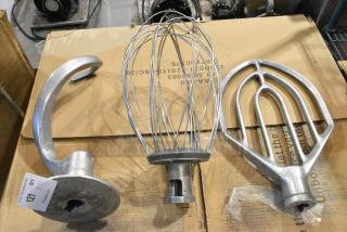 3 Various Attachments for Hobart Mixer; Whisk, DS30B 30 Quart Paddle and FD2018 Dough Hook. 3 Times Your Bid!
