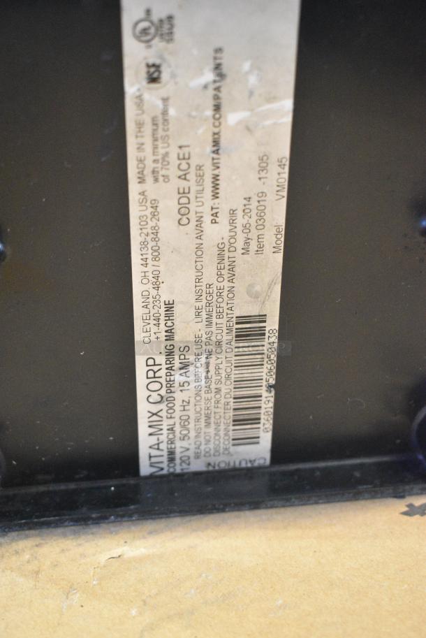 Vita-Mix VM0145 Metal Commercial Countertop Blender w/ Poly Enclosure Lid. 120 Volts, 1 Phase. Tested and Working! - Image 7 of 7