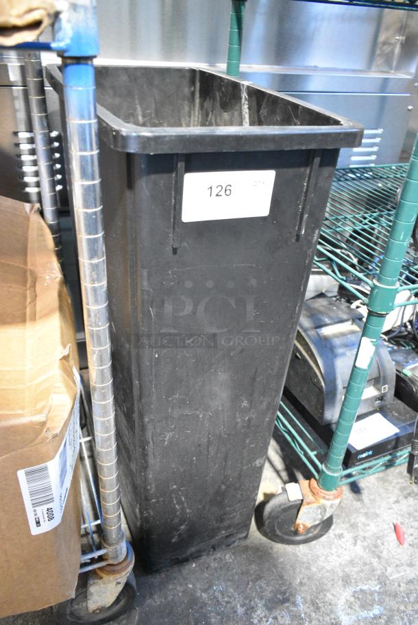 Black Poly Slim Jim Trash Can w/ Contents Including Brocks for Pizza Oven. - Image 4 of 4