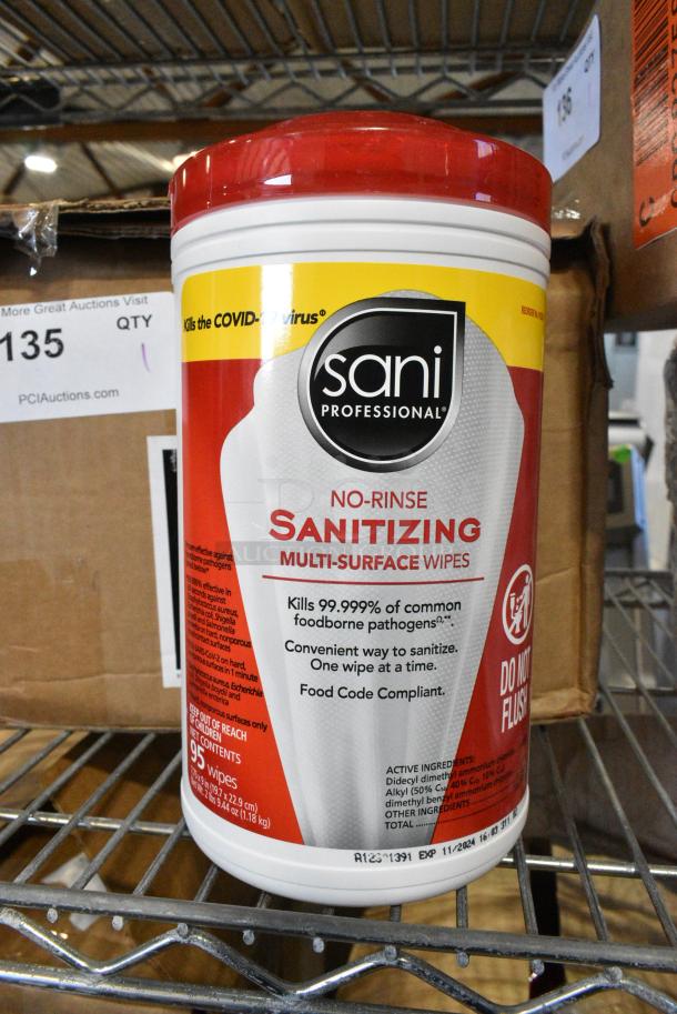 Box of 6 Canisters of Sani Professional No Rinse Sanitizing Wipes. - Image 1 of 6
