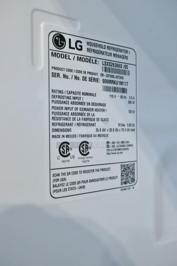 LG LSXS26366S/05 Stainless Steel Cooler w/ Freezer. 115 Volts, 1 Phase. Tested and Working! - Image 10 of 10